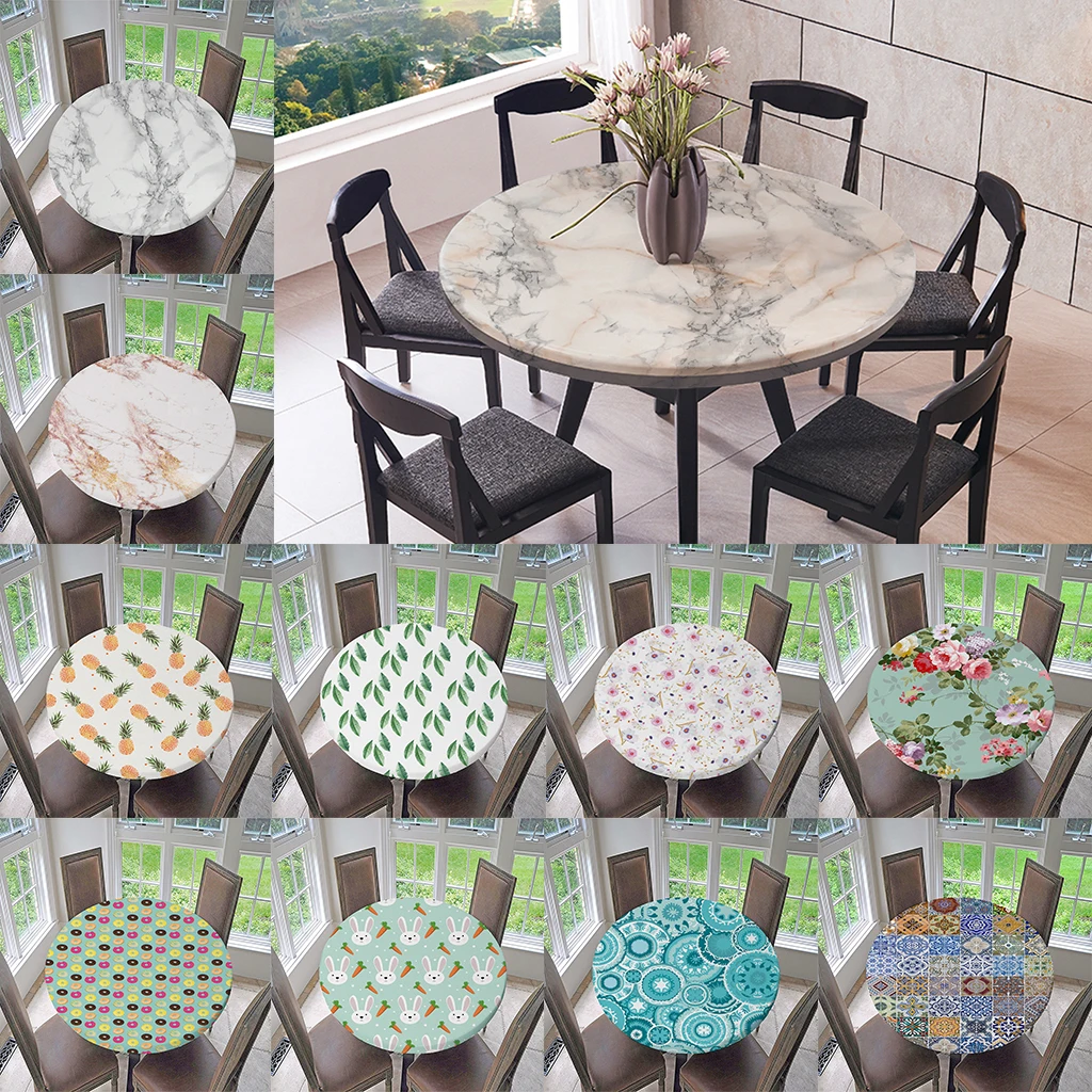 Non Slip Round Tablecloth Elastic Edge Table Cover Cloth Elastic Table