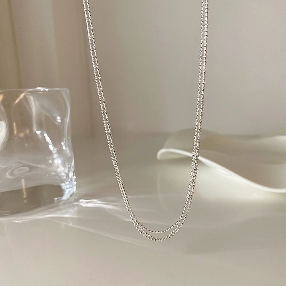 Multilayer Overlapping Necklace  Round Bead Chain Korean Simple Temperament  Sparkling Neck Chain Clavicle Chain Necklace Women