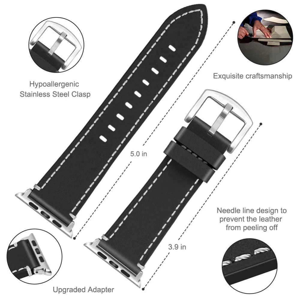 Ремешок для часов кожаный ремешок apple watch 42 мм/38 мм браслет наручный ремень iwatch