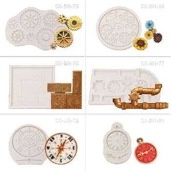 

Steampunk Style Clock and Watch Wheel Cogs Gears Collection Silicone Mold-7#