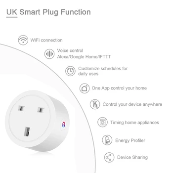 

BSB48 Mini Wifi Smart Plugs Wireless Plug Remote Control Plug Suitable for Amazon Alexa Indoor Appliances(2Pcs US Plug)