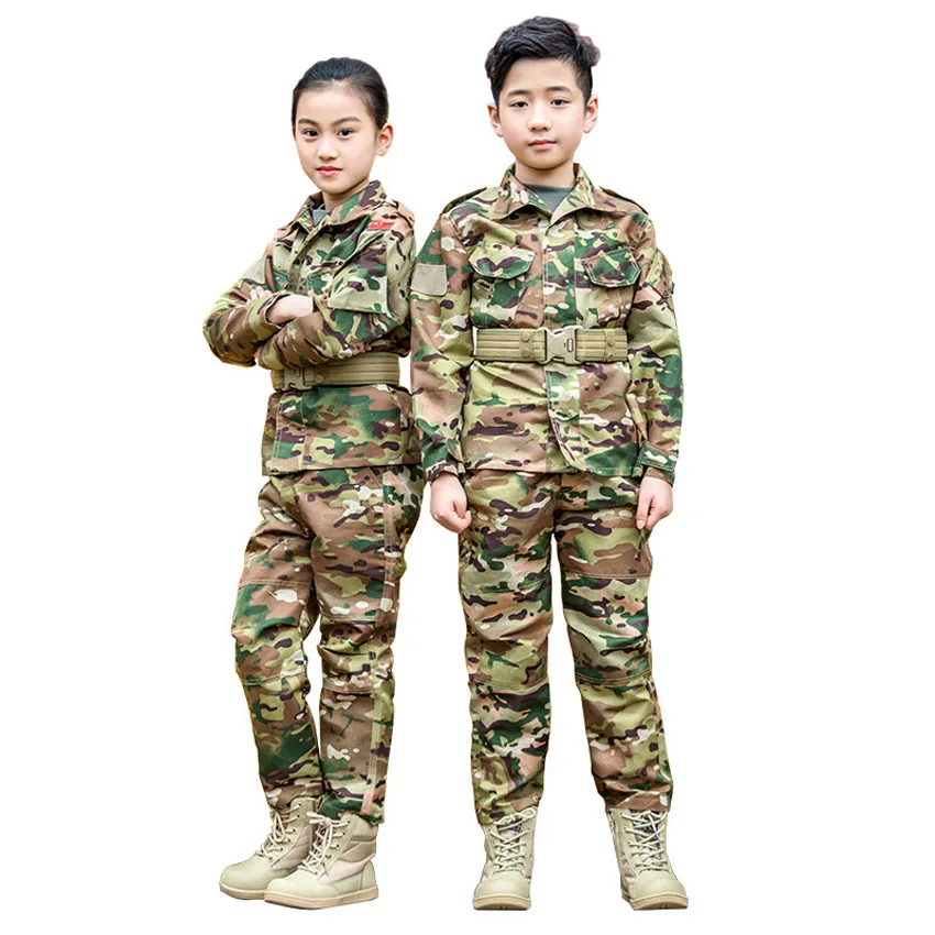 Günstige WW2 Teenager Jungen Militär Uniform Taktische Kampf Jacke Hosen Set Camouflage CP Dschungel Druck 2PCs Kinder Spezielle SWAT Armee anzug