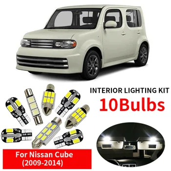 

10pcs Car Accessories New Xenon WhiteLED Light Bulbs Package Kit For 2009-2014 Nissan Cube T10 Map Dome Trunk Lamp