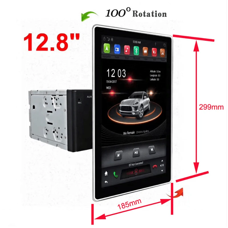 Best IPS 12.8"  Rotation PX6 Tesla Style android 8.1 double 2 din Rotatable car universal gps multimedia radio No DVD player wifi usb 4