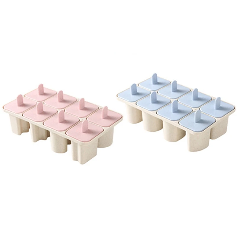 DIY Letter Frozen Ice Cream Tools 8 Cell Wheat Straw Handle Tray Pan Mould Cube Molds Popsicle Maker Kitchen Cooking Tools