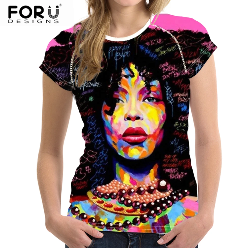 FORUDESIGNS/женская футболка с коротким рукавом, классная Черная Королева, женская летняя свободная забавная женская футболка с круглым вырезом