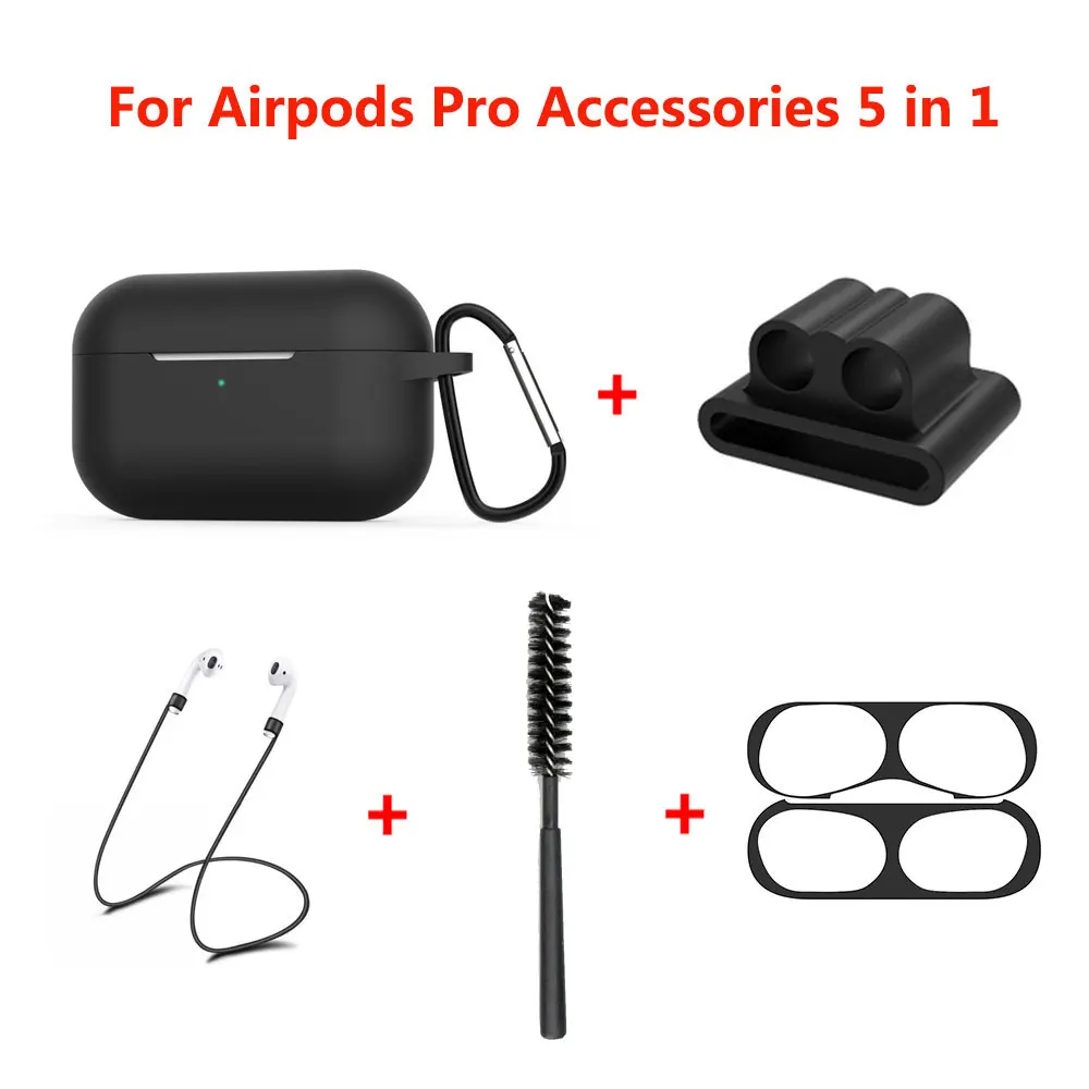 5 в 1 защитный чехол для Airpods Pro силиконовый bluetooth-наушник пылезащитный Чехол с