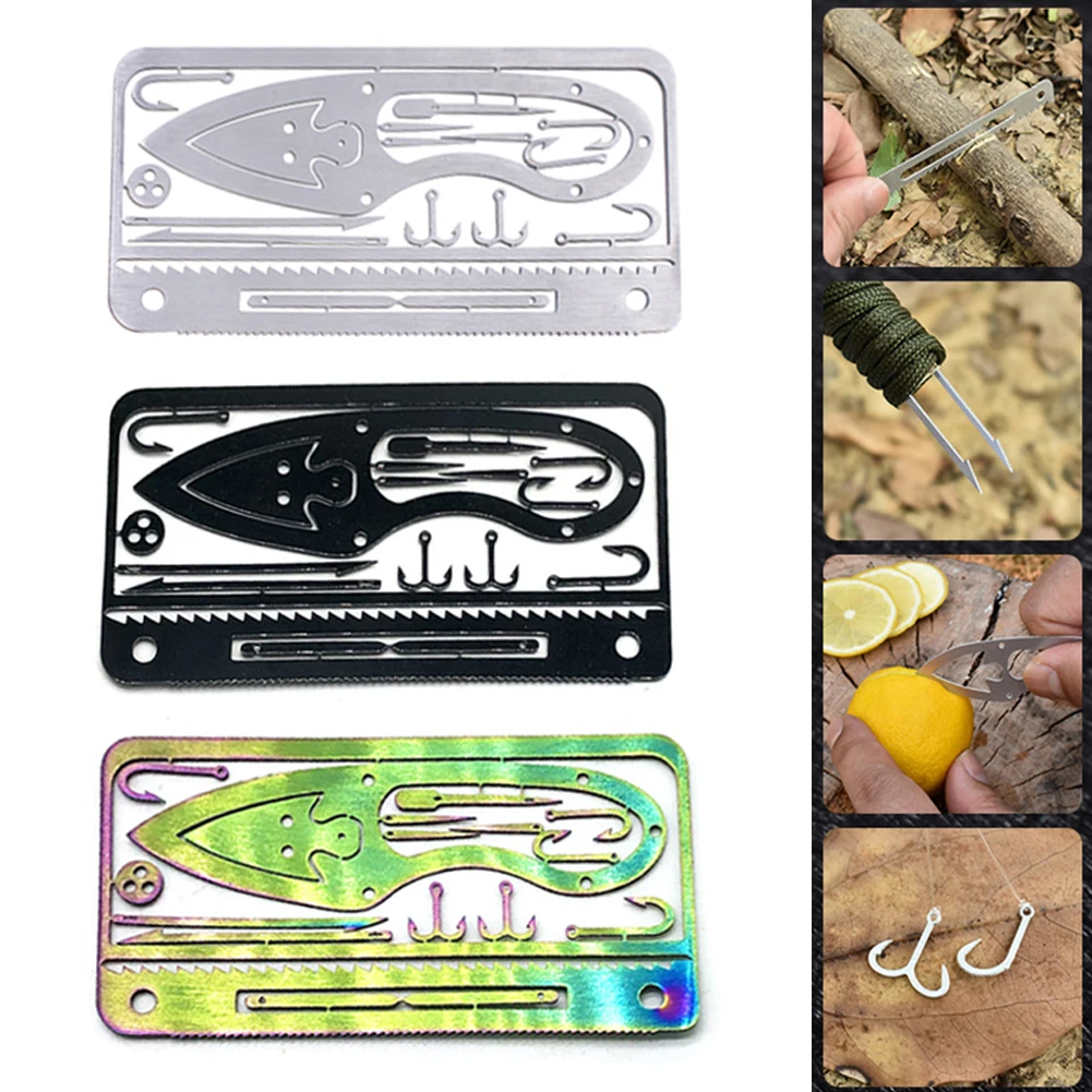Fishhook-Card-Model Survival-Supplies Stainless-Steel Multifunctional Hunting Outdoor Portable