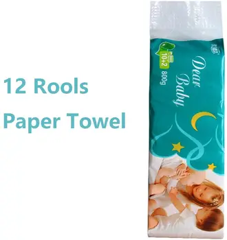 

12 Rolls Paper Towel Roll Toilet Paper Soluble Centerless Pulp Paper Uncolored Sanitary Household Soft Toilet Paper