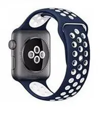 Роскошный резиновый 42 мм 38 мм 40 мм 44 мм ремешок для iwatch спортивный браслет для Apple силиконовый ремешок часов серии 5 и 4 и 3 и 2 и 1 - Цвет ремешка: darkblue white