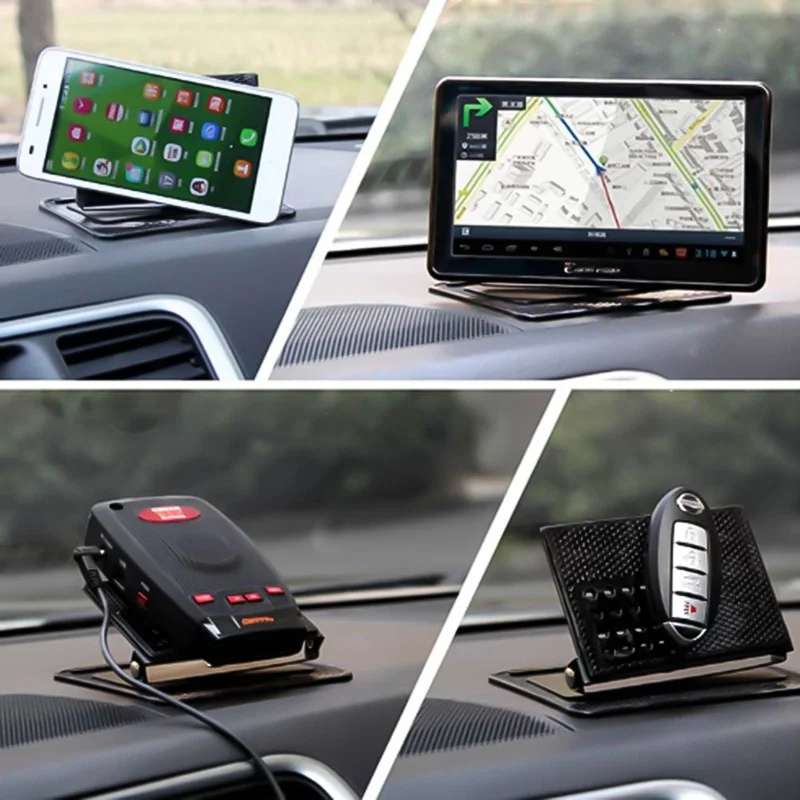 Car Ornament Silicone 360 Rotating Phone Holder Non-Slip Mat Automobile Dashboard Adjustable Angle For GPS Navigation