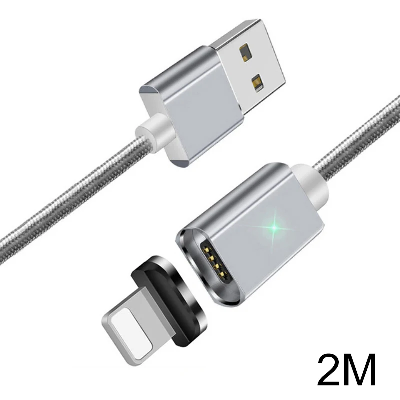 Silver 2m Магнитный кабель Micro USB Essager для IPhone samsung, кабель для быстрой зарядки и передачи данных, магнитный шнур, зарядное устройство, usb type C, 3 м, кабель для мобильного телефона - Цвет: Silver 2m