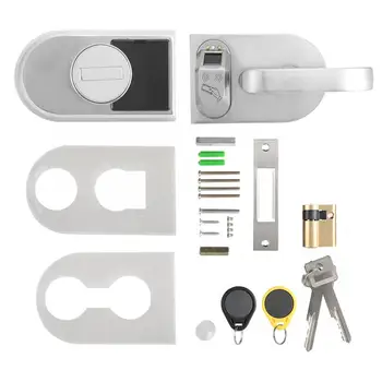 

Fingerprint Card Reader Emergency Mechanical Key Home Office Glass Door Lock Right Open Security Door Lock