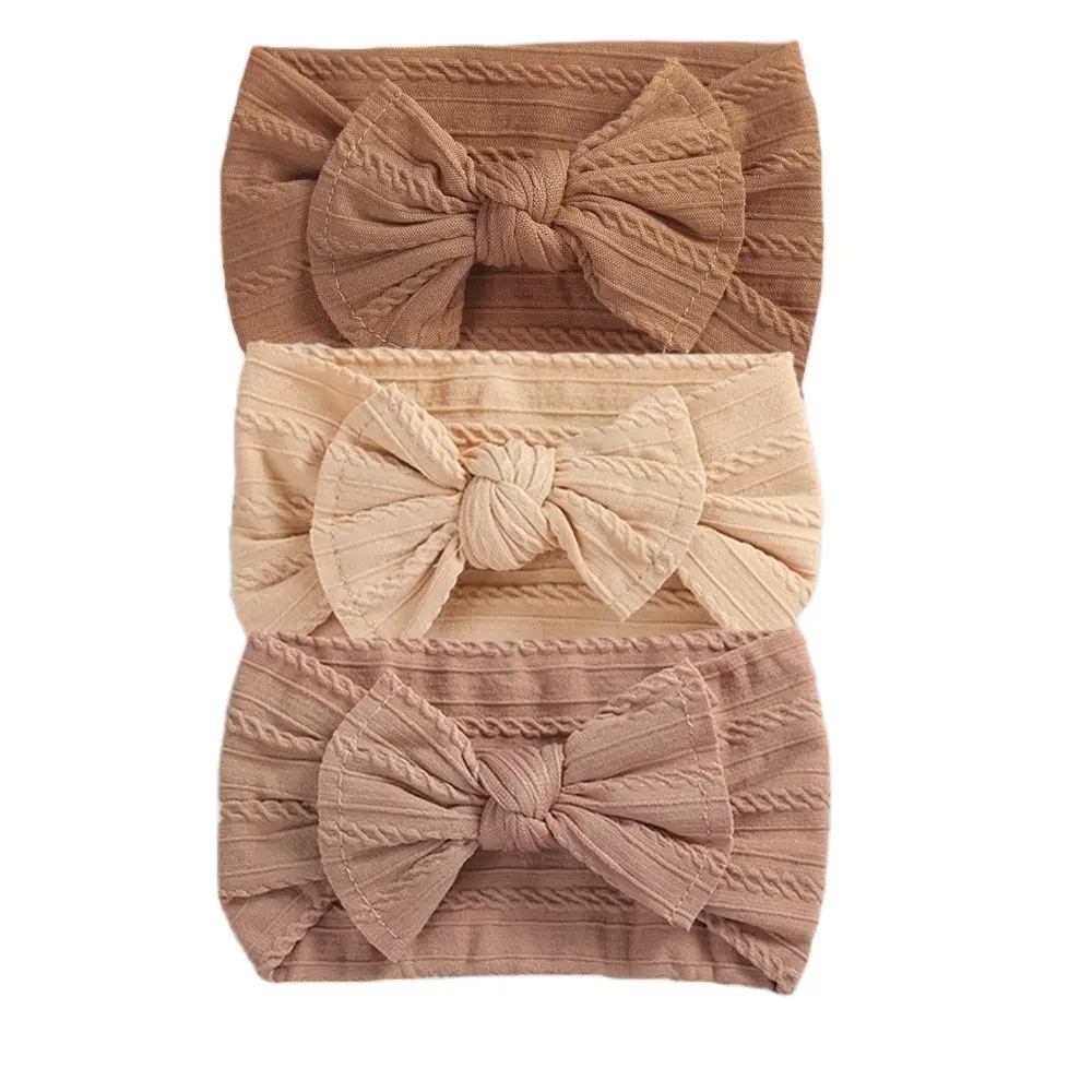 3Pcs/Lot Baby Headband Sets Bow Baby Girl Nylon Headbands Twist Cable Soft Knot Turban Kids Headwear Baby Accessories Haarband