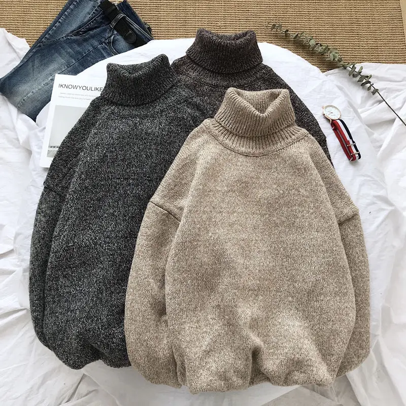 

Winter Thick Turtleneck Sweater Men's Warm Fashion Knitted Pullover Men Streetwear Loose Knitting Sweaters Mens Clothes M-2XL