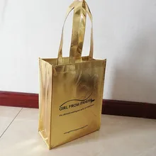 500 шт./лот, многоразовые сумки для покупок золотого цвета, размеры 24x32x8 см, с логотипом, Экологичная складная сумка для покупок, рекламная сумка для магазина