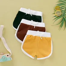 INS/ г., детские модные шорты летние повседневные шорты чистого цвета для мальчиков и девочек шорты с эластичной резинкой на талии брюки 40