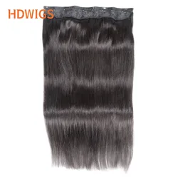 Clip in One Piece Straight 10inches with 5clips Human Hair Extension Brazilian Remy Hairpiece Natural Color Hair Replacement 613
