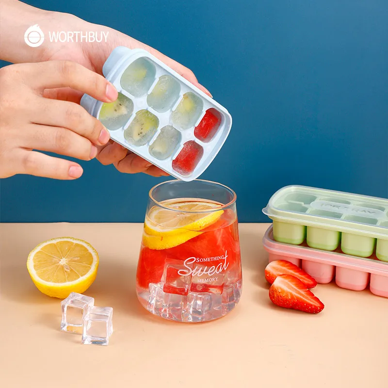 WORTHBUY 8 Grids Ice Cube Mold With Dustproof Lid Silicone Tray Maker For Kids Ball Shape Forms Kitchen Accessories | Дом и сад