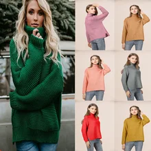 Autumn Winter Turtleneck Sweater Women Oversize Solid Knitted Sweaters Warm Long Sleeve Pullover Sweater Female 2019 Fashion New