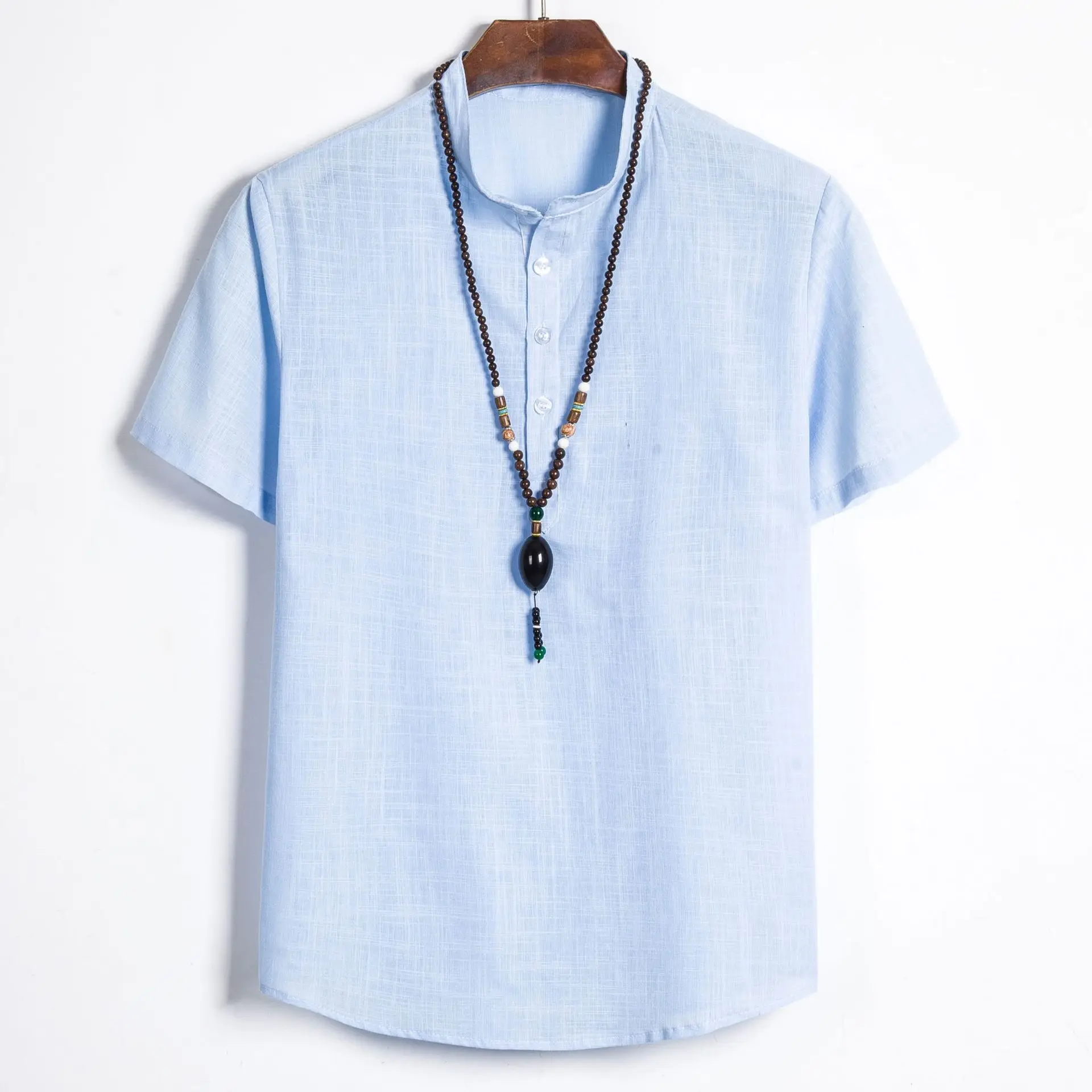 

Summer Short Sleeve Tshirt Streetwear Men's Baggy Shirt High Quality Cotton Linen Men Soid Retro Shirts Tops Camiseta Masculina