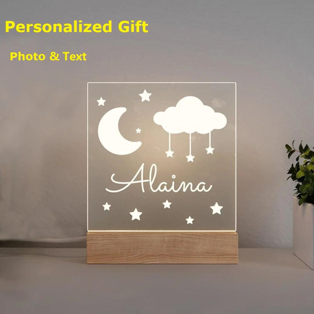 Персонализированный ночник с USB и именем на заказ 3D лампа Luminaria подарок Рождество