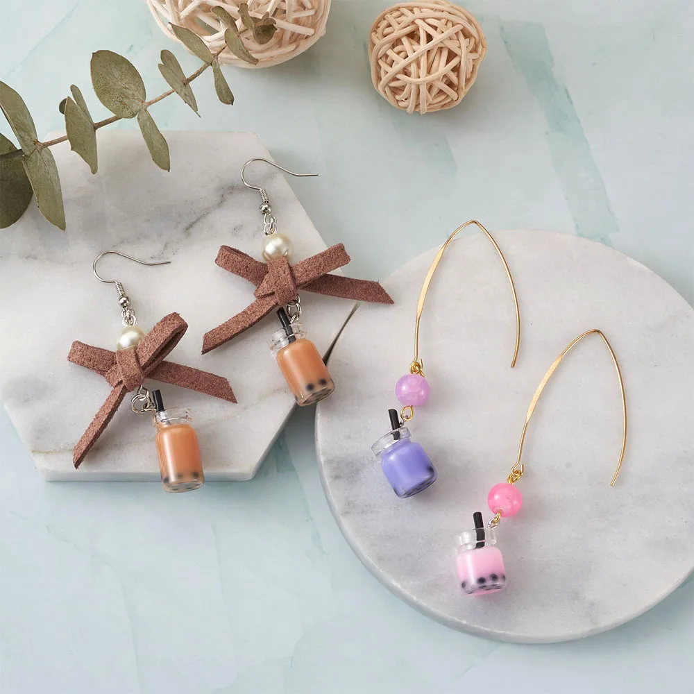 Resin Glass Bottle Charms Imitation Juice Bubble Milk Tea Ice Cream Pendants For Jewelry Making DIY Keychain Earrings Necklace