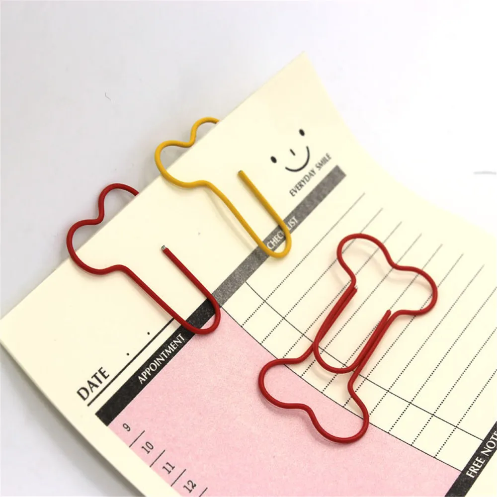 24pcs/lot Cute Funny Dog Bone Shaped Paper Clips Hollow Out Metal Binder Clips 