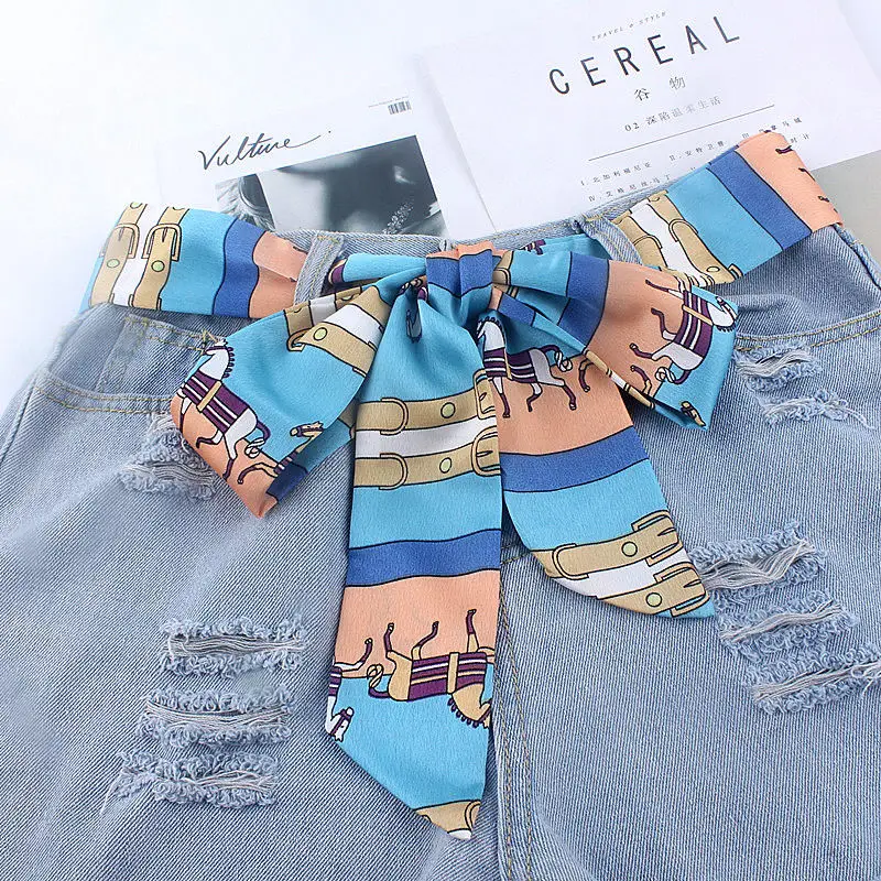 pearl belt Luxury Fashion Long Soft Women's Belt Chiffon Scarf for Girl Dress Jeans Bag Hat Decorated with Multicolor Imitation Silk Belt wide waist belts for dresses Belts