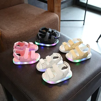 

Fashion Summer Children's LED Light Beach Sandals Boys Casual Comfortable hollow non-slip Flats For Girls Babys Kid Beach Shoes