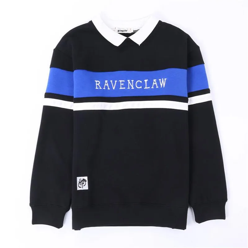 Black thin Hogwarts School Fleeces Magic Gryffindor Hufflepuff Ravenclaw Slytherin худи для молодых осенне-зимних влюбленных с вышитыми буквами подарок - Цвет: Black thin