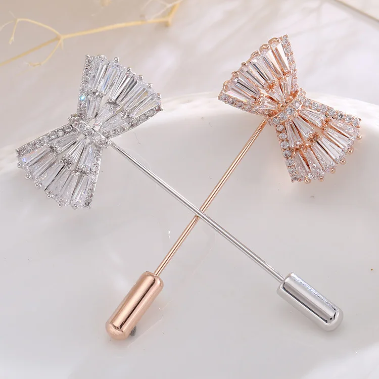 

2016 New Style Zircon Bow Pin A- line Brooch Men And Women-Korean-style Elegant Exquisite Inlaid Crystal Corsage