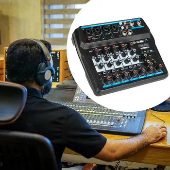 

Audio Mixer Digital 6 Channels USB DJ Streaming Wireless Bluetooth Stereo Computer Input Microphone Headphone Jack Sound Board