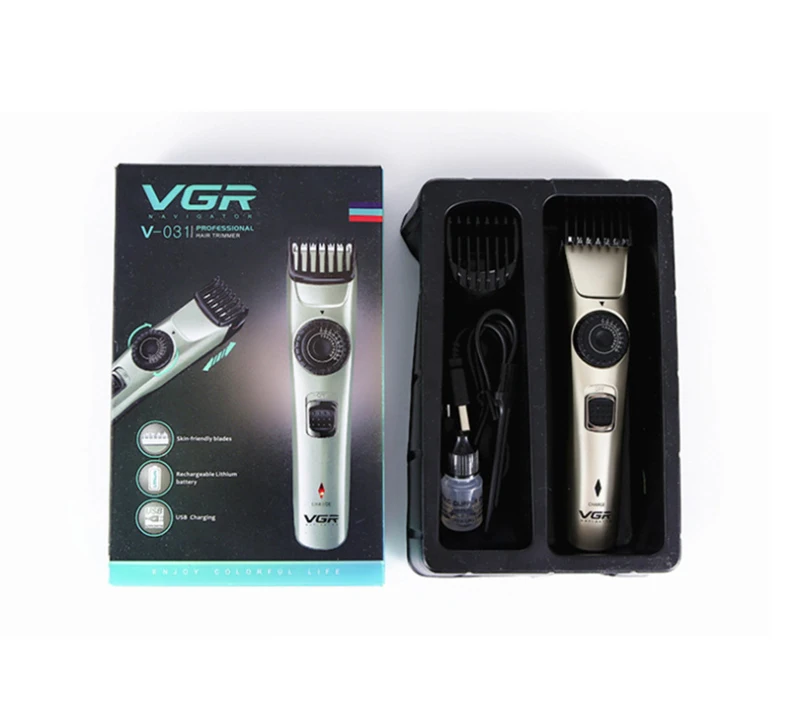 VGR V031 электрическая машинка для стрижки волос Бритва USB перезаряжаемая Водонепроницаемая триммер для бороды бритва-черный