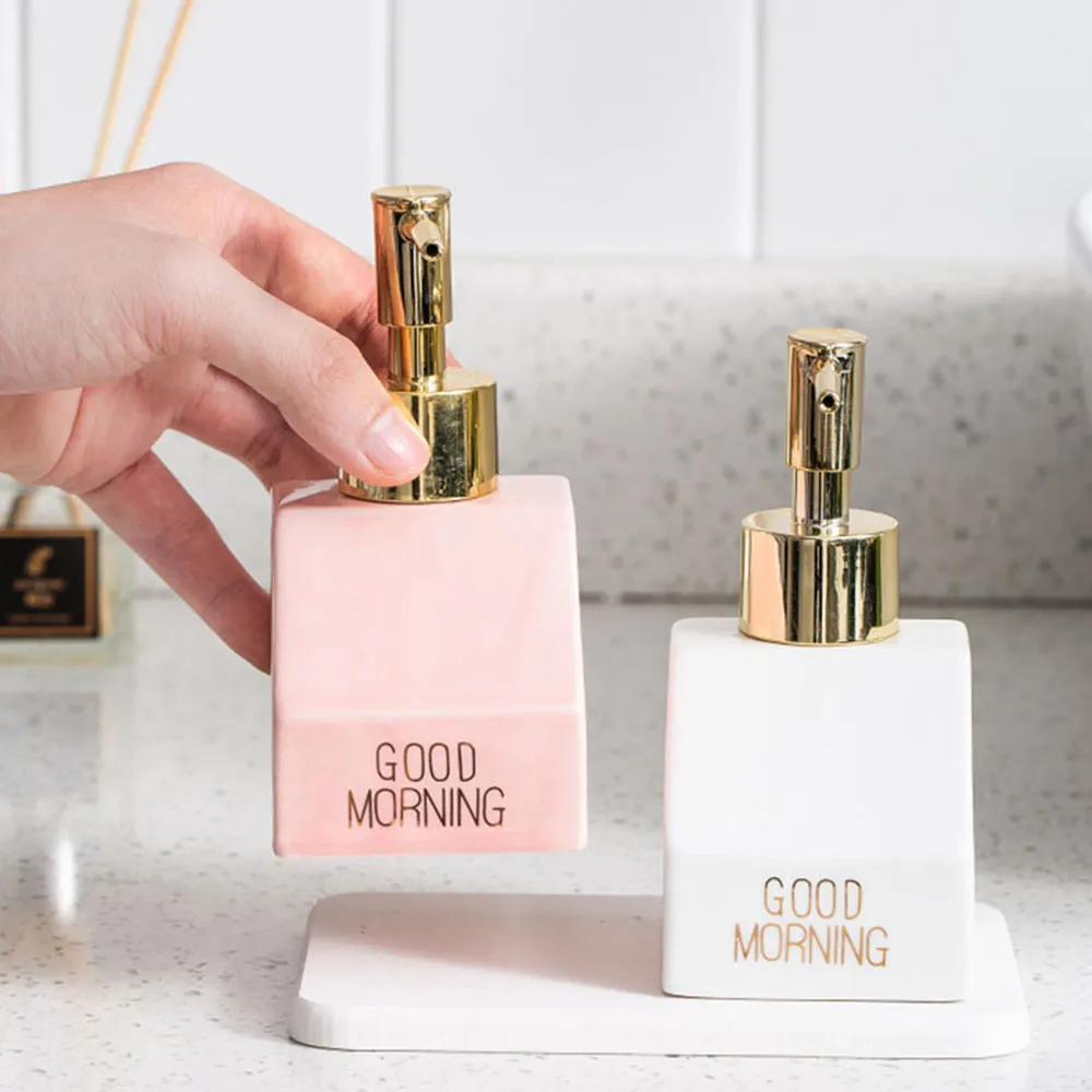 

Ceramic Soap Dispenser Bathroom Liquid Shampoo Bottles Kitchen Detergent Hand Washing Empty Refill Press Sub-bottle