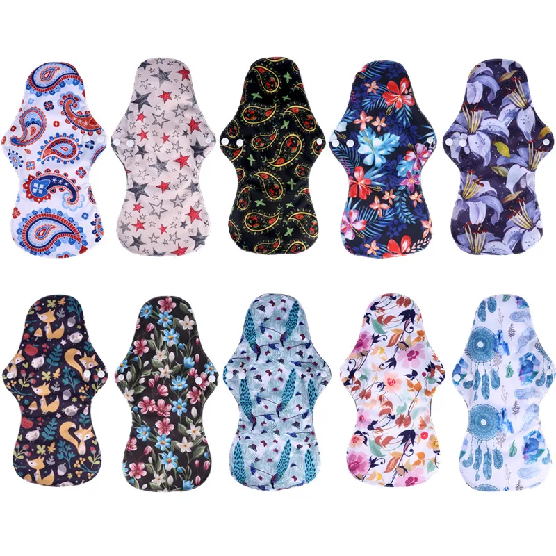 [simfamily] 10pcs organic Bamboo washable Hygiene menstrual pads Heavy flow sanitary pads lady cloth pad reusable