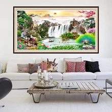 

Diamond Painting Landscape Waterfall Full Square Round Drill Embroidery Natural Scenery Mosaic Picture of Rhinestone Home Decor