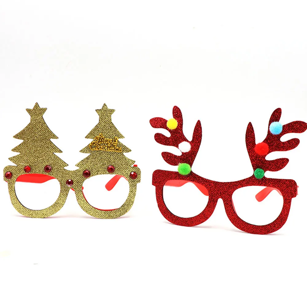 Glasses Frames Decor Christmas Glasses Frames Fashion Cartoon Plastic Evening Props Birthday Xmas Ornaments Glasses Gift