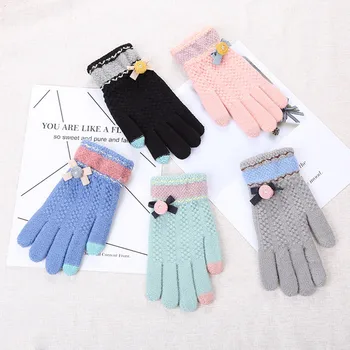 

Winter Gloves Women Multi-function Bow-Knot Riding Screen Winter Gloves Soft Warm Mitten Gloves Guantes Luvas 8W2