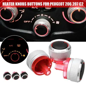 

3Pcs Aluminum Alloy A/C Heater Switch Knob Buttons Set for Peugeot 206 207 C2