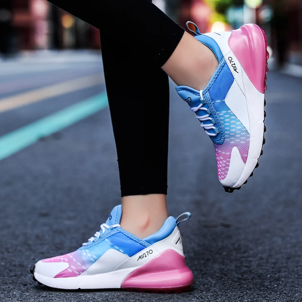 Спортивная обувь для пар Новая модная трендовая Мужская и женская мягкая обувь для бега на плоской подошве с воздушной подушкой разноцветная женская обувь - Цвет: 270-5Pink