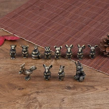 Мини латунный китайский ззодиак статуя животных украшения орнамент скульптура ладан держатель домашний и офисный стол Декор забавная игрушка в подарок