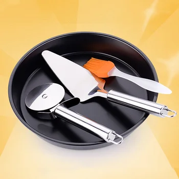 

4pcs/set Pizza Stones Tools Set Baking Nonstick Pizza Containers Plate Pan Silicon Brush stainless steel Shovel Cutting Knife