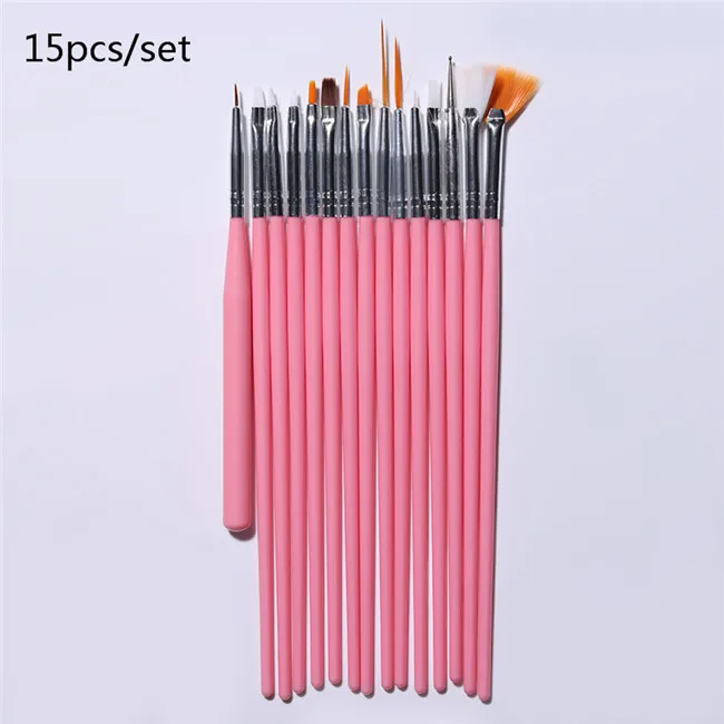 BORN PRETTY 1Pc Pink Nail Art UV Gel Brush Pen With Cap Nail Art Manicure Tools for UV Gel Nail Polish - Цвет: 15pcs 4