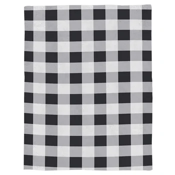 

Classic Lattice Black And White Printed Flannel Blanket Soft Throw Blanket Machine Washable Blankets for Beds