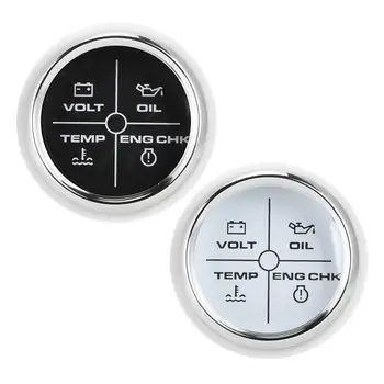 

52Mm Multifunction 4Led Alarm Indicator Volt Water Temp Oil Pressure Alarm Gauge For Marine Boat Water Temp Adapter