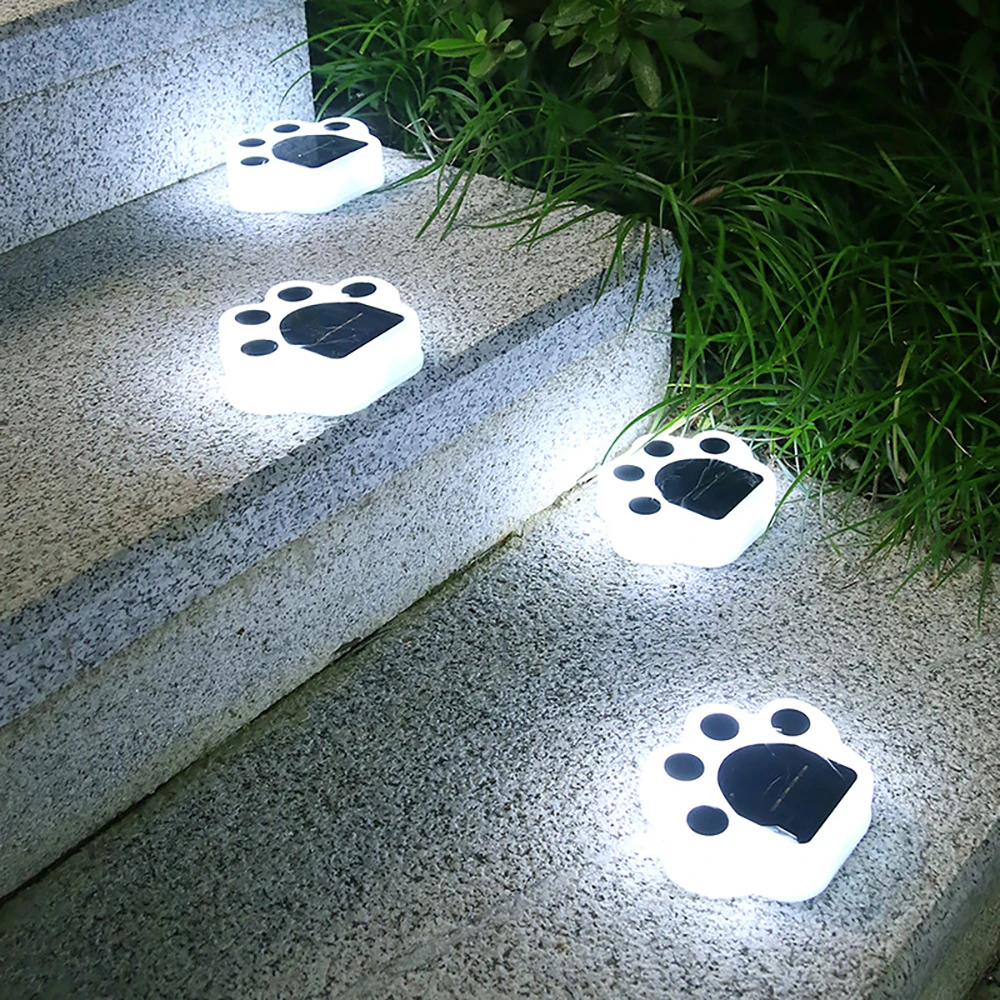 

Smart Light Control Solar Paw Print Lamps Garden Garden Waterproof Plug-In Light Outdoor 4 Led Underground Lawn Landscape Lamp