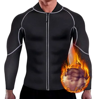 

2019 Men's Neoprene Sauna Long Sleeves Fitness Thermo Shapewear High Compression Training Tops Hot Sweat Jacket