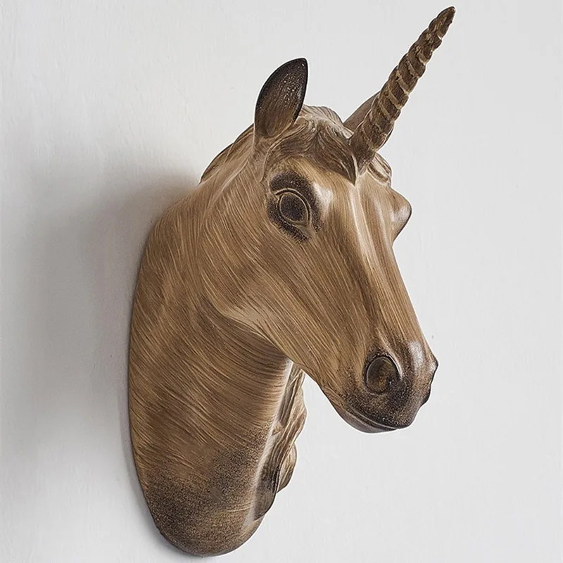 Unicorn Head Wall Hanging Decorative Horse Resin Crafts Morden Decoration Home Livingroom Background Mural R4412 | Дом и сад
