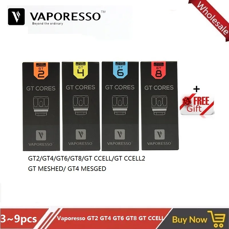 Оригинальная электронная сигарета Vaporesso GT Coil 3 ~ 9 шт./лот GT2 Ом GT4 GT6 GT8 основная